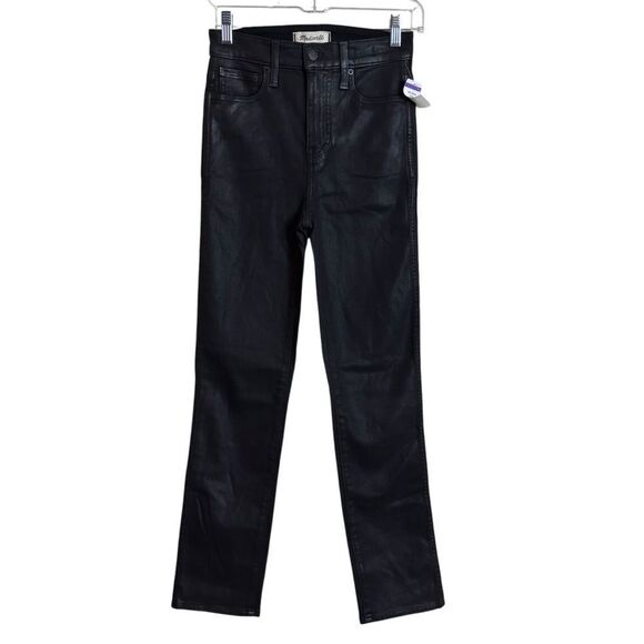 NEW Madewell Black Coated High Rise Waist Stovepipe Jeans Size 24 NWT - Picture 3 of 16